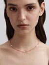 OLIO E ACETO Tanabata Special Collection Rhodonite Pearl Beaded Necklace OLIO-OA13N38-YFC Silver/Pink Orange